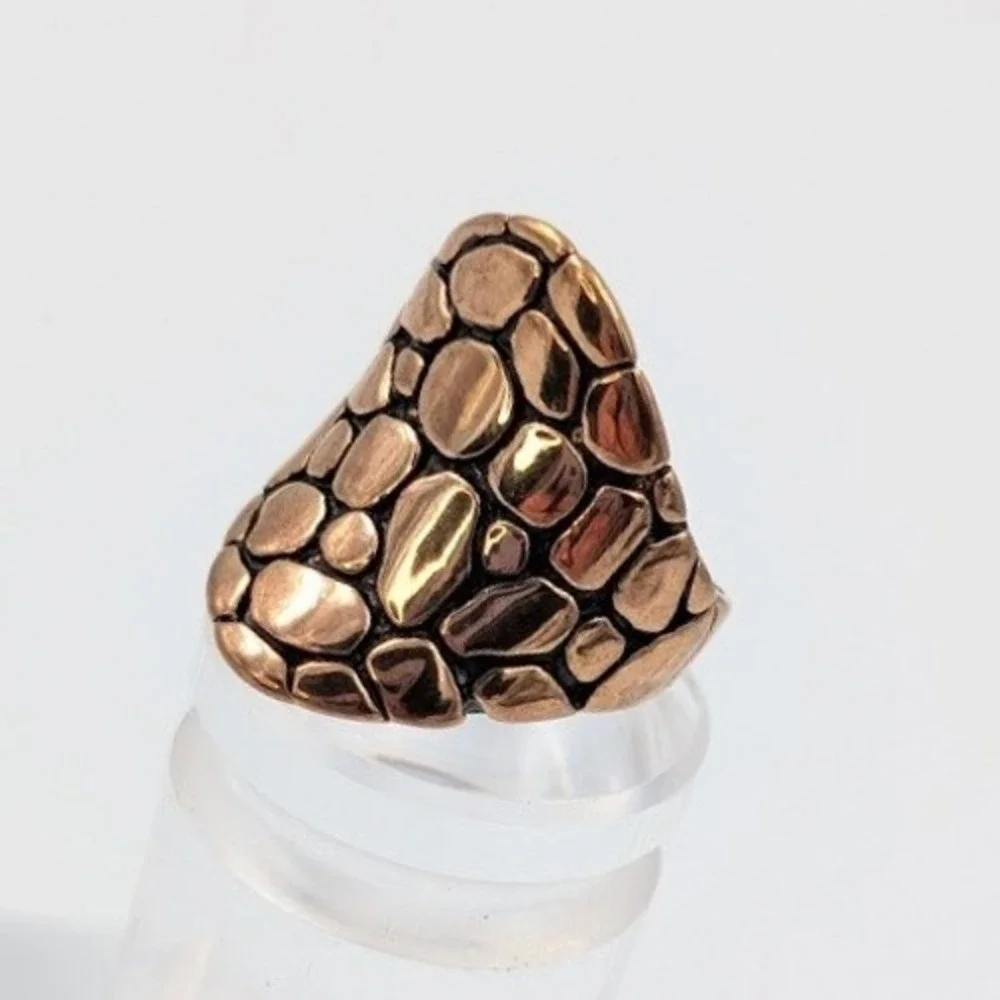 RS Covenant RSC Ring Size 7 Bronze Tone‎ Pebble Statement Chunky Brutalist